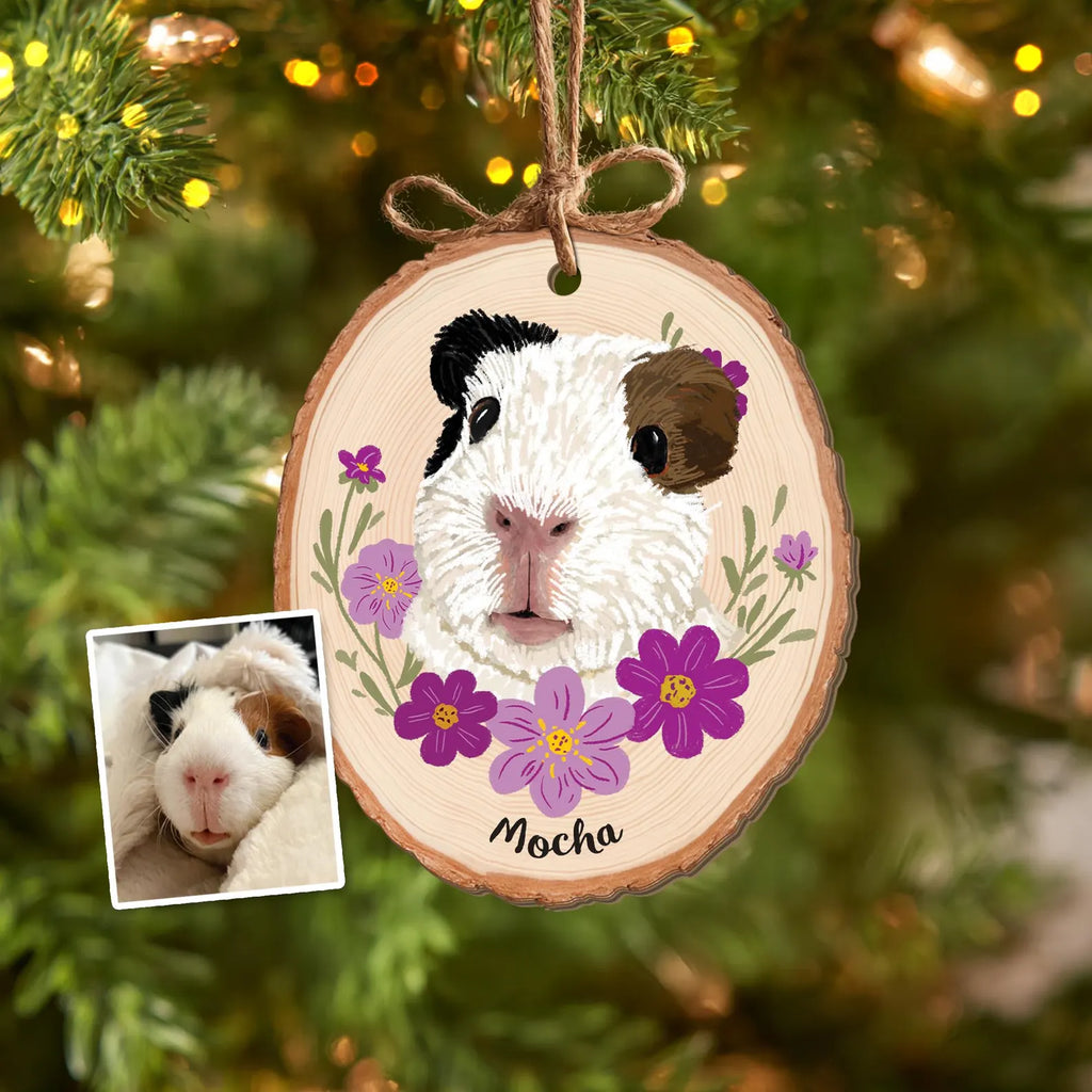 Custom Guinea Pig Portrait Ornament, Hamster Ornament, Pet Memorial Gift, Pet Lover Gift, Pet Sympathy Gift, Christmas Tree Decor. COBILUMIE2