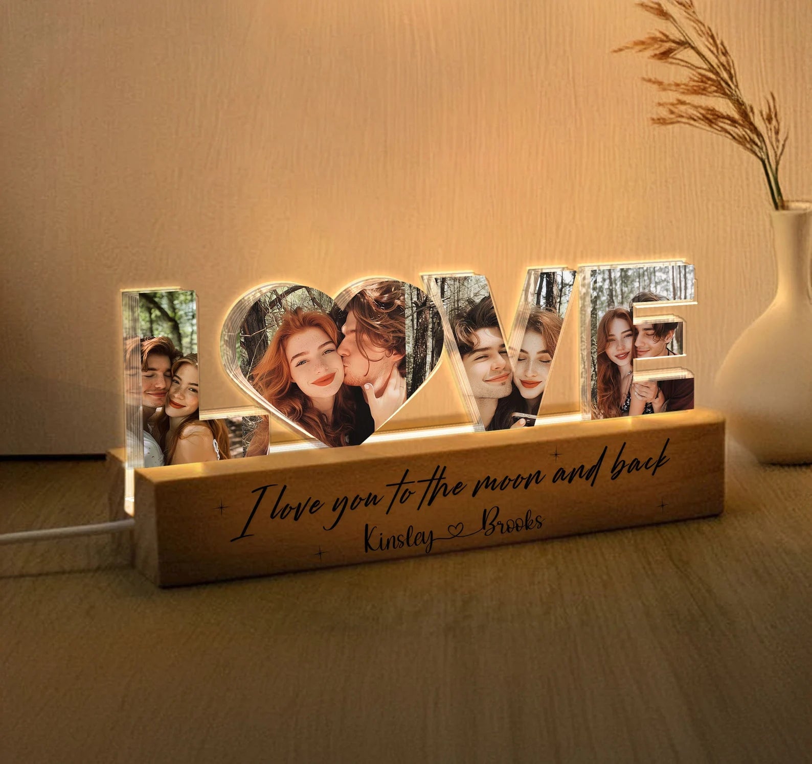 Personalized Couple Photo Collage Night Light, Custom Valentines Day Gift, Gift for Couple, Anniversary Gift, Gift for Girlfriend, Love Gift. NLFRBILUMIE14