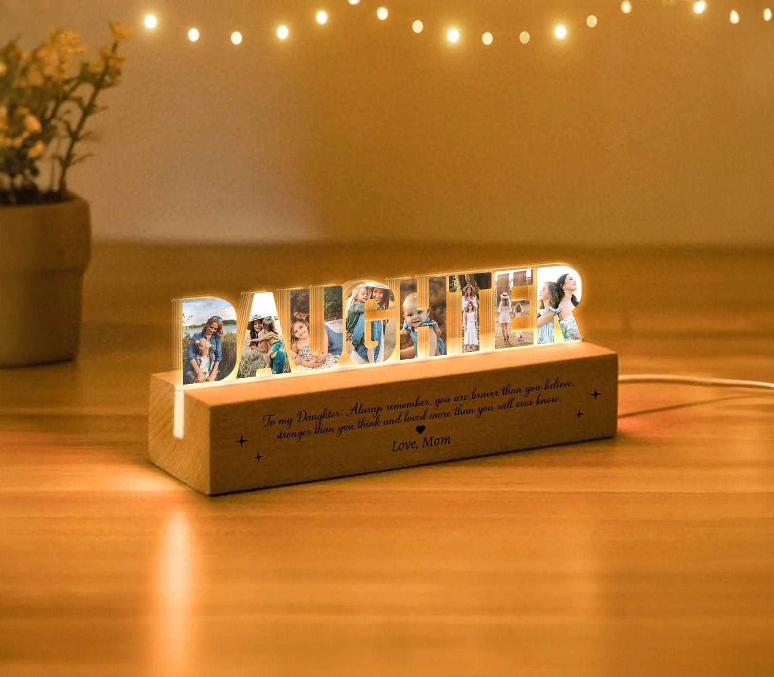 Personalized Daughter Photo Collage Night Light, Daughter Mother Gift, Gift For Daughter, Daughter Birthday Gift, Gift From Mom. NLFRBILUMIE30