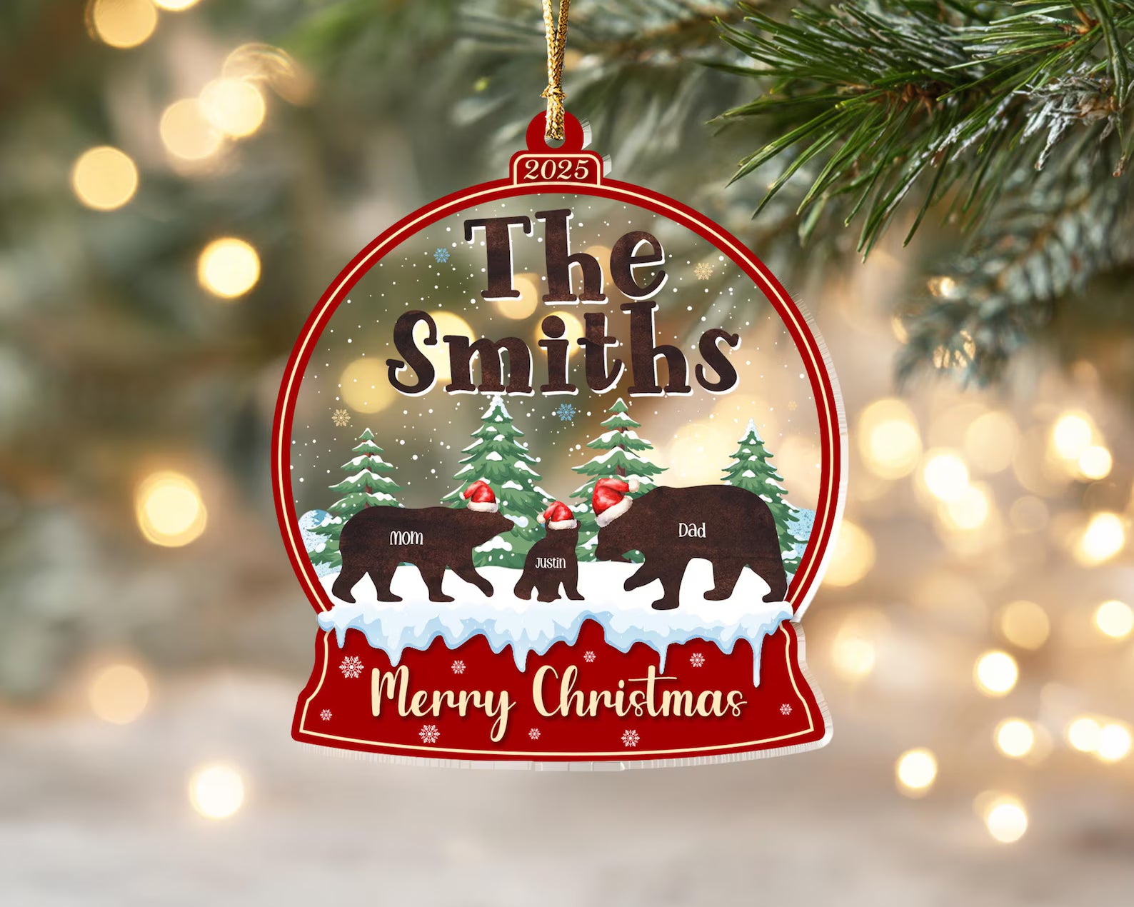 Custom Bear Family Christmas Ornament, Family Bear Ornament, Mama Bear Gift, Family Christmas Gift, New Parent Gift, Christmas Decor. COBILUMIE74
