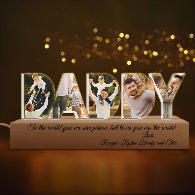 Personalized Dad Photo Collage Night Light, Custom Dad Photo Gift, Father's Day Gift, Gift for Dad, Best Dad Gift, Gift For Husband. FDBILUMIE11