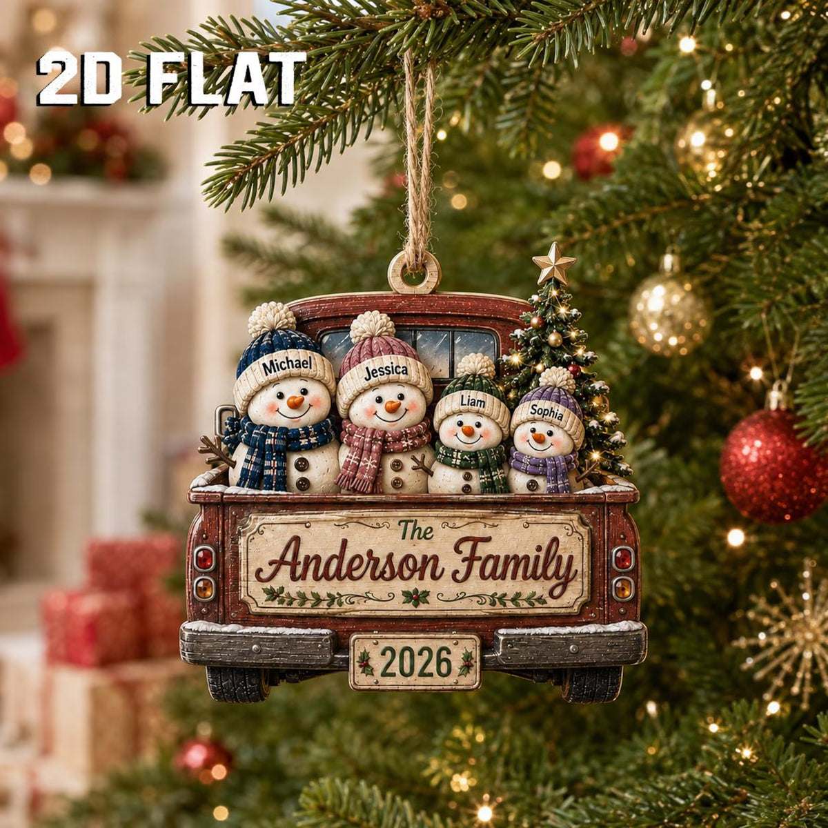 Personalized Family Christmas Ornament 2026, Custom Snowman Family Wooden Ornament, Family Name Keepsake, Christmas Tree Decor	COBILUMIE93