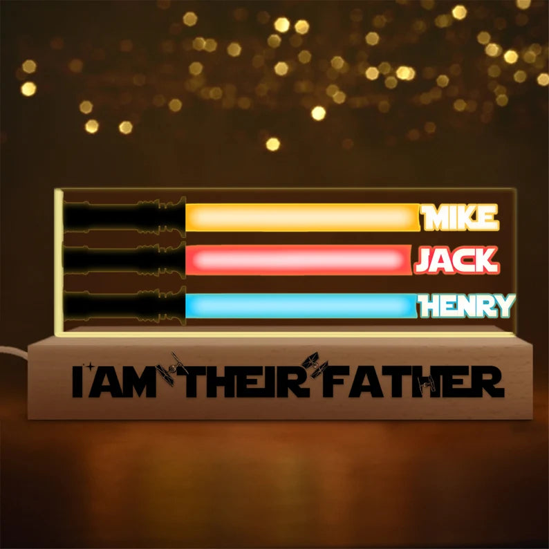 Personalized I Am Their Father Night Light, Custom Dad Night Light With Kids Names, Father's Day Gift, Gift for Dad, Gift For Husband. FDBILUMIE23