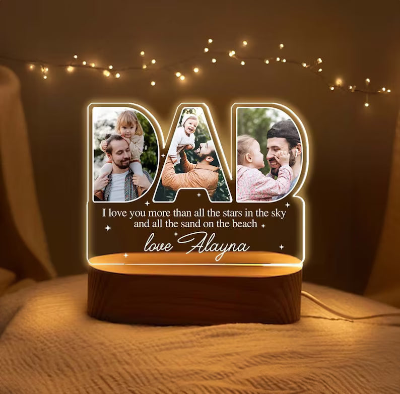 Personalized Dad Photo Collage Night Light, Custom Dad Photo Gift, Father's Day Gift, Gift For Dad, Gift For Husband, Best Dad Gift. FDBILUMIE18