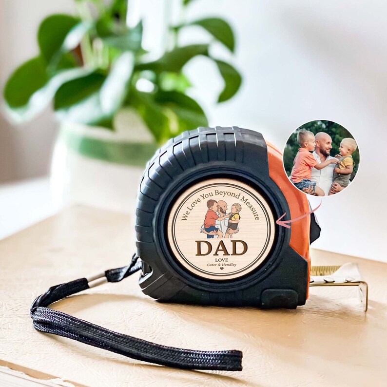 Personalized Dad Photo Tape Measures, Custom Dad Portrait From Photo Gift, Dad Measuring Tape, Father's Day Gift, Grandpa Gift, Gift for Dad. FDBILUMIE32