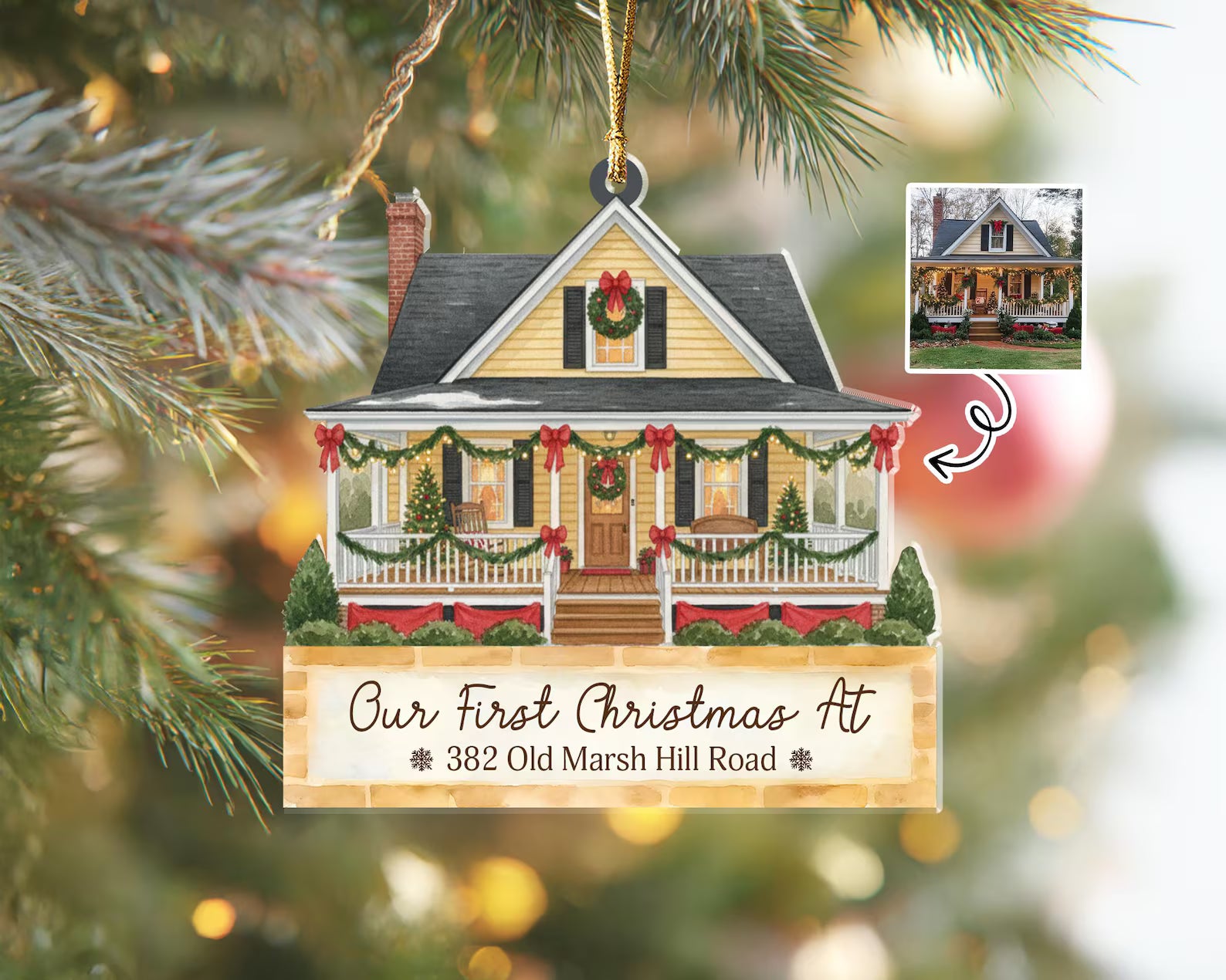 Personalized New Home Ornament, House Photo Ornament, New Home Christmas Gift, Housewarming Gift, Realtor Client Gift, Christmas Decor. COBILUMIE16