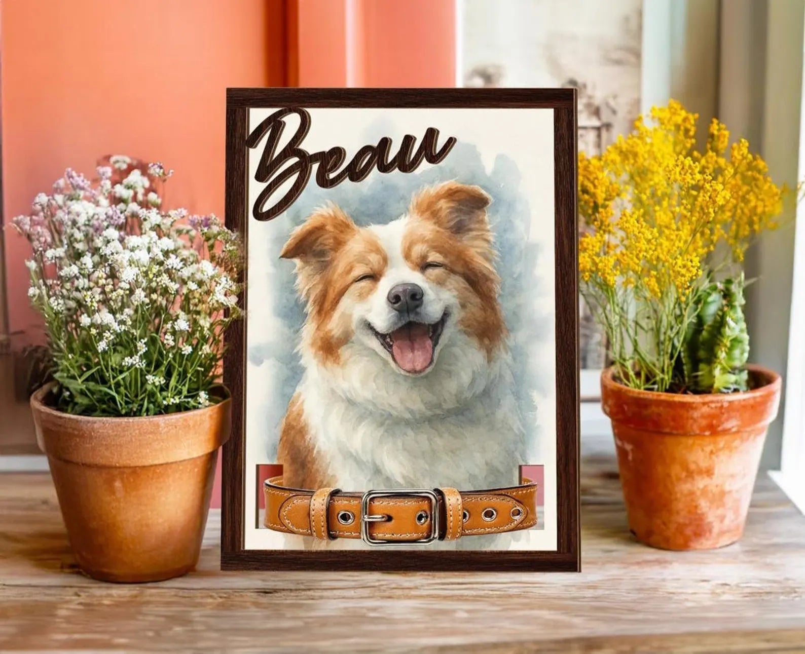 Custom Dog Memorial Frame With Collar Sign, Custom Dog Memorial Gift, Pet Memorial Collar Sign, Dog Loss Sympathy Gift, Pet Memorial Gift.  PTBILUMIE2