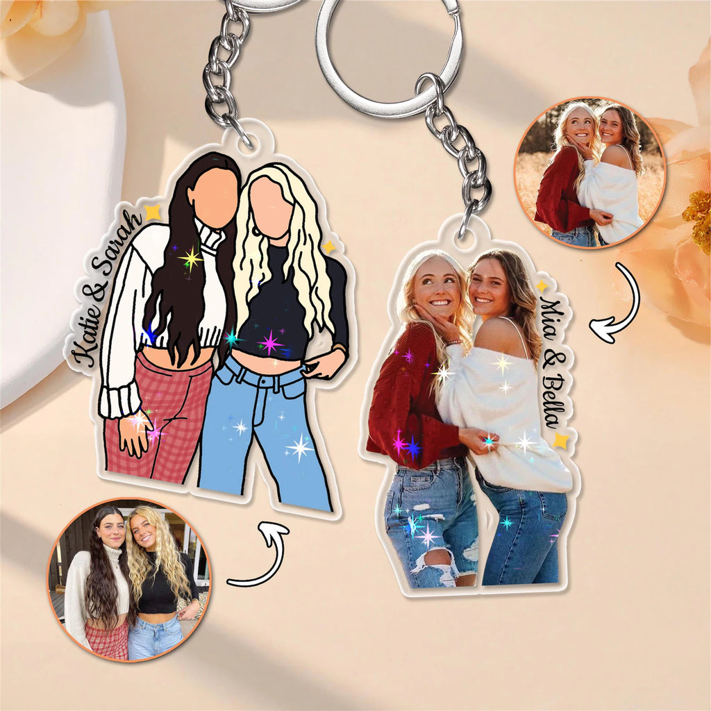 Custom Besties Hologram Keychain, Custom Besties Photo Keychain, Gift For Besties, Bestie Gift, Soul Sister Gift, Gift For Best Friends. PKBILUMIE1