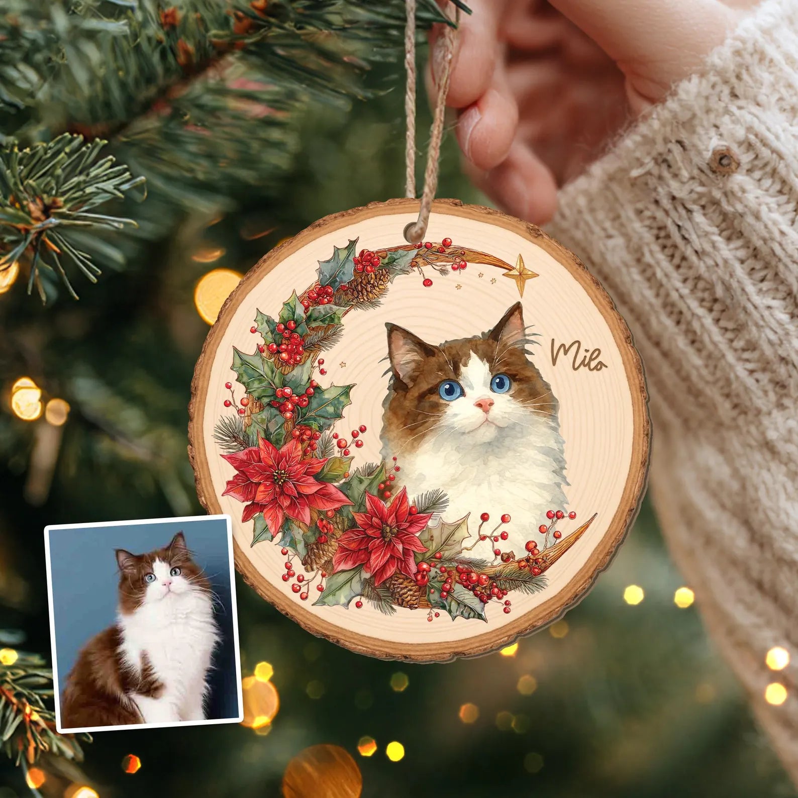 Custom Pet Portrait Wood Ornament, Pet Memorial Gift, Dog Christmas Ornament, Dog Lover Gift, Pet Lover Gift, Christmas Tree Decor. COBILUMIE20