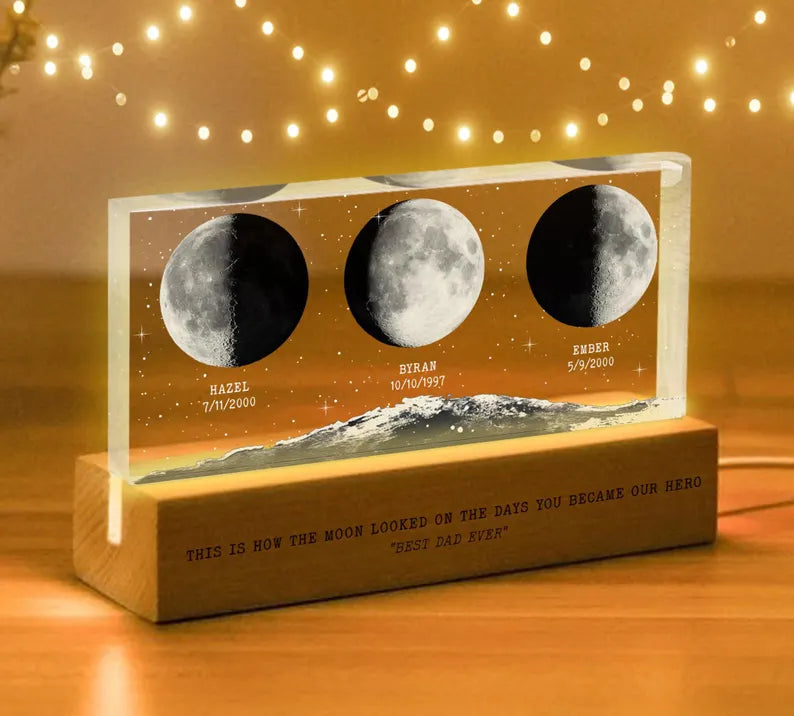 Personalized Moon Phase Night Light For Dad, Custom Dad Gift, Father's Day Gift, Gift for Dad, Best Dad Gift, Gift For Husband. FDBILUMIE9