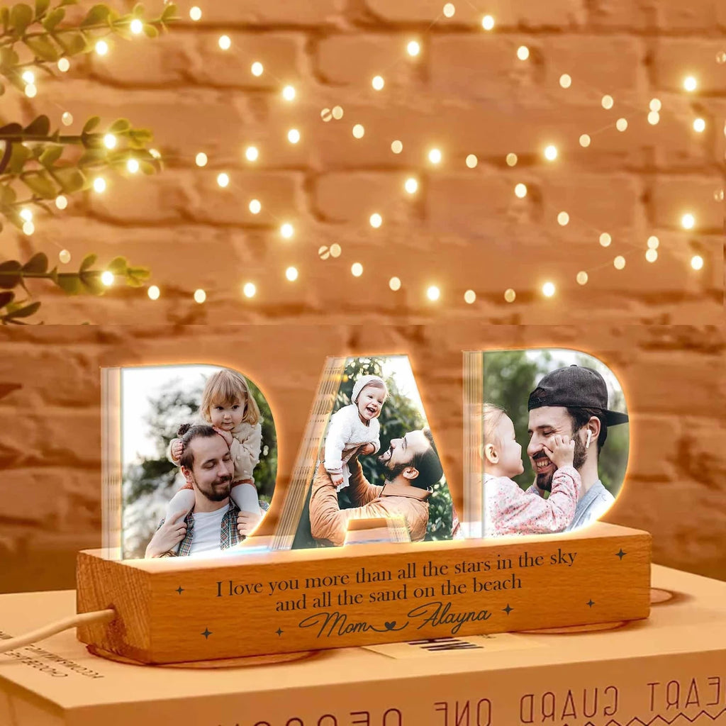 Personalized Dad Night Light, Custom Dad Photo Collage, Father's Day Gift, Gift for Dad, Best Dad Gift, Dad Gift From Kids, Gift For Husband. FDBILUMIE6