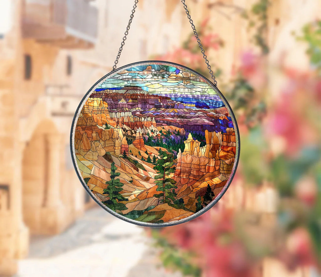 Bryce Canyon National Park Glass Suncatcher, US National Park Gift, Mountain Suncatcher, Traveler Gift, Window Hangings, Christmas Gifts. SCBILUMIE23