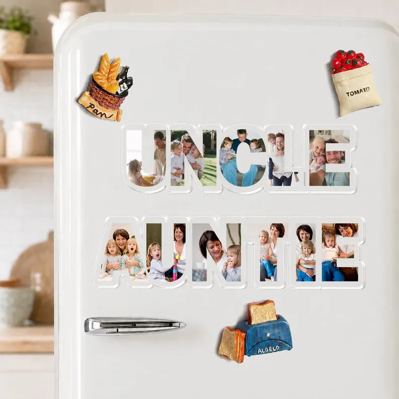 Personalized Auntie Photo Collage Fridge Magnet, Custom Auntie Gift From Kids, Custom Family Picture Frame, Uncle Gift, Family Photo Gift. PMBILUMIE5