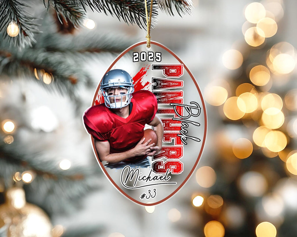 Custom Player Football Christmas Ornament, Custom Sport Photo Ornament, Football Player Gift, Football Team Gift, Football Coach Gift. COBILUMIE56