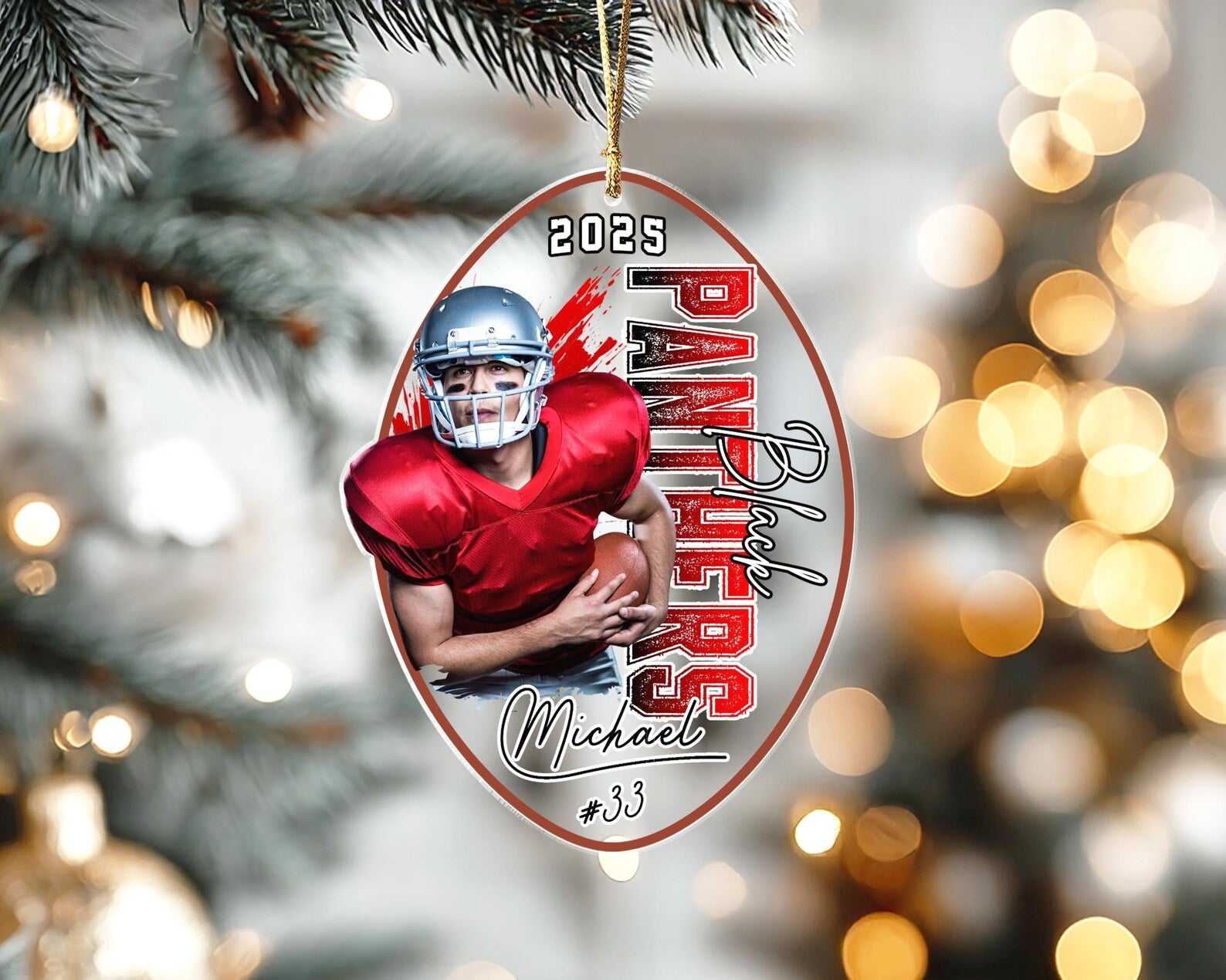 Custom Player Football Christmas Ornament, Custom Sport Photo Ornament, Football Player Gift, Football Team Gift, Football Coach Gift. COBILUMIE56