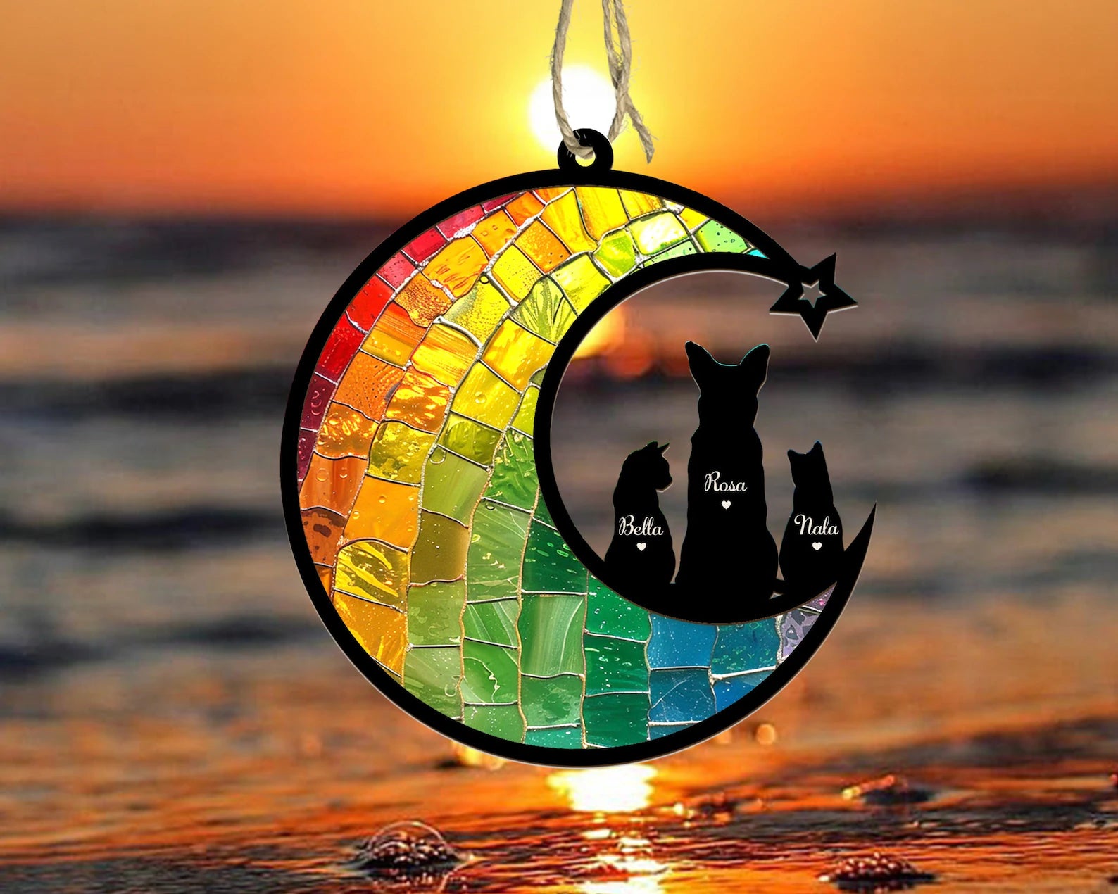 Personalized Pet Loss Sympathy Gift, Pet Memorial Suncatcher, Pet Rainbow Bridge Gift, Dog Loss Gift, Pet Remembrance Gift, Loss Of Pet Gift. SCCBILUMMIE37