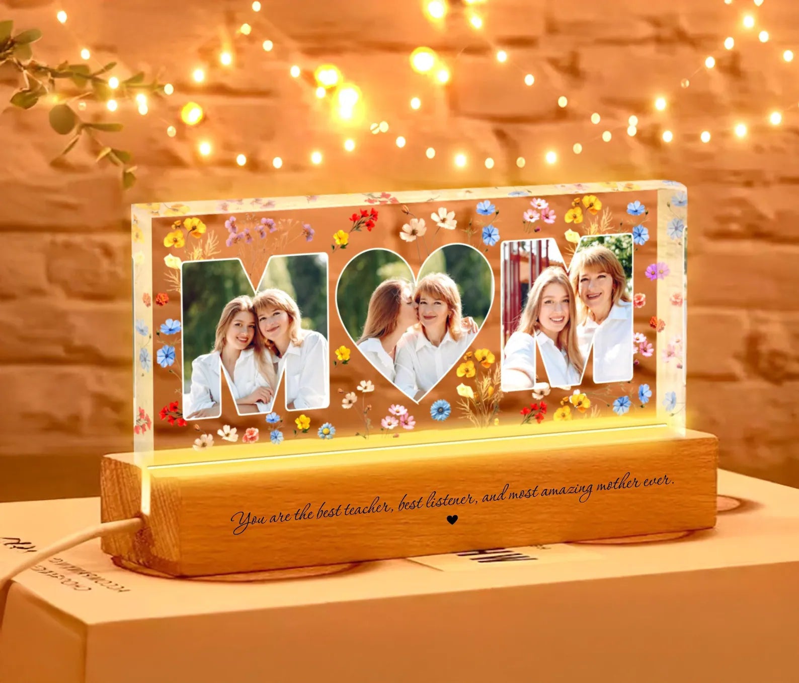 Custom Mom And Daughter Photo Collage Night Light, Mother's Day Gift, Family Photo Gift, Gift For Mom, Mom Birthday Gift, Mom Gift From Kids. NLFRBILUMIE31