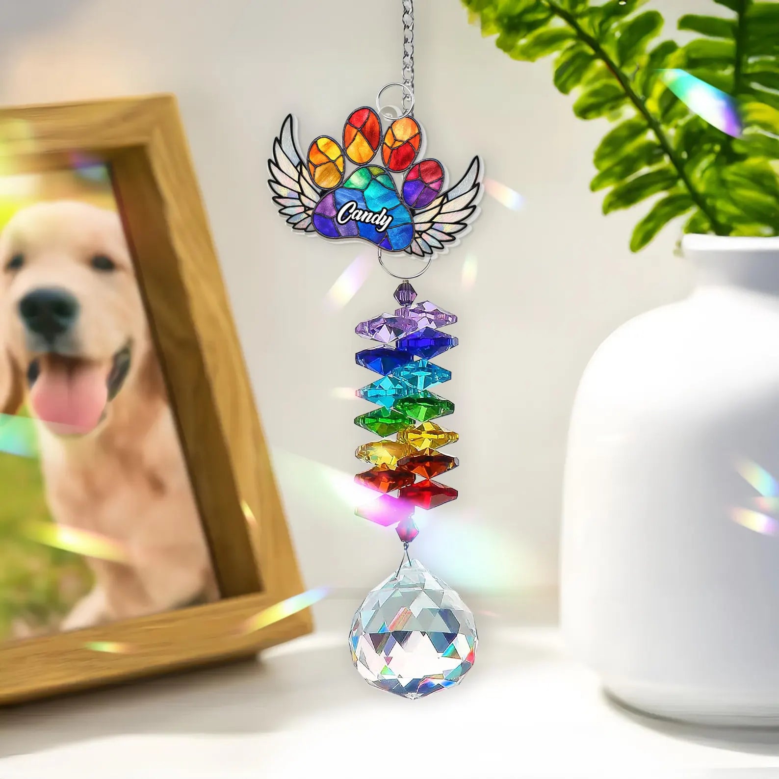 Custom Dog Memorial Crystal Suncatcher, Pet Loss Gift, Dog Memorial Gifts, Pet Sympathy Gift, Dogs Remembrance Gift, Gift For Dog Lovers. MGBILUMIE9