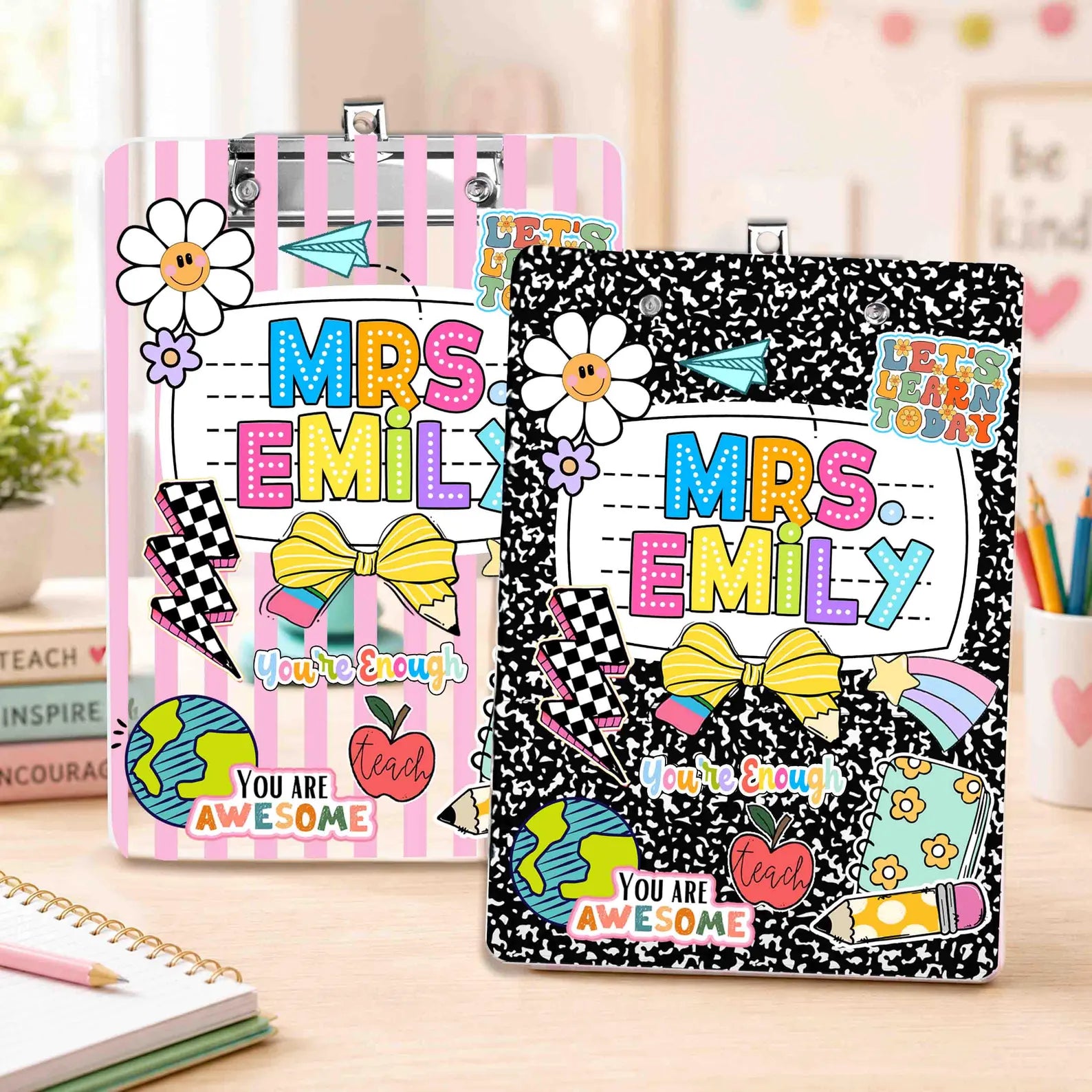 Personalized Teacher Groovy Clipboard, Teacher Appreciation Gift, Back To School Gift, New Teacher Gift, Gift For Teacher, School Supplies. BTSBILUMIE5