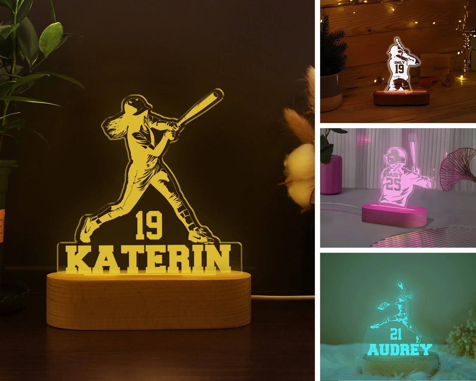 Personalized Softball Player Night Light, Softball Girl Gift, Softball Player Gift, Softball Fan Gift, Softball Coach Gift, Sport Gift. NLFRBILUMIE7