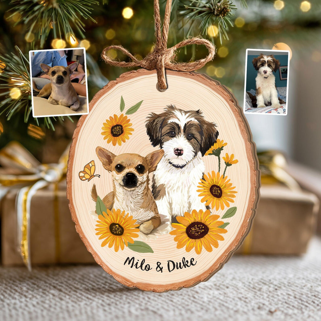 Custom Dogs Portrait Christmas Ornament, Pets Photo Ornament, Pets Memorial Keepsake, Dog Lover Gift, Pet Sympathy Gift, Christmas Decor. COBILUMIE17