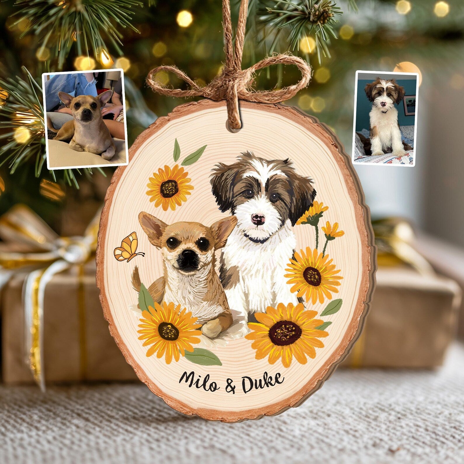 Custom Dogs Portrait Christmas Ornament, Pets Photo Ornament, Pets Memorial Keepsake, Dog Lover Gift, Pet Sympathy Gift, Christmas Decor. COBILUMIE17