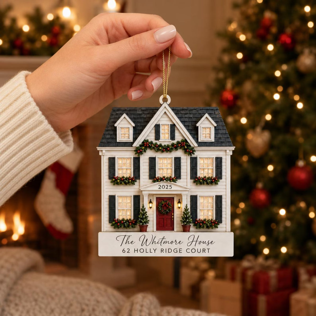 Personalized 2D Flat Custom House Photo Christmas Ornament, New Home Wooden Ornament, Custom Address Gift, Housewarming Keepsake	COBILUMIE92
