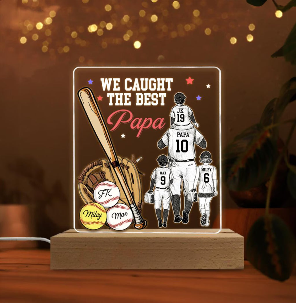 Custom Baseball Dad Night Light, Custom Baseball Dad Gift From Kids, Daddy Gift, Gift For Dad, Father's Day Gift, Softball Dad Gift. FDBILUMIE15