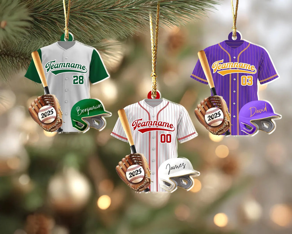 Personalized Baseball Player Christmas Ornament, Sport Ornament, Baseball Fan Gift, Baseball Team Gift, Team Christmas Gift, Christmas Decor. COBILUMIE15