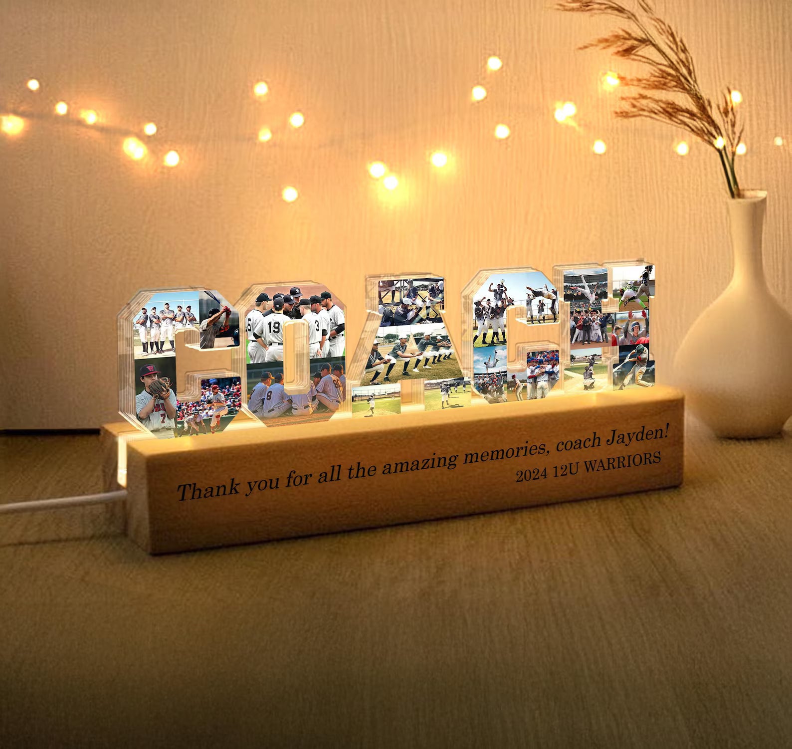 Personalized Coach Photo Collage Night Light, Custom Baseball Team Gift, Gift For Coach, Baseball Coach Gift, Football Coach Gift. NLFRBILUMIE5
