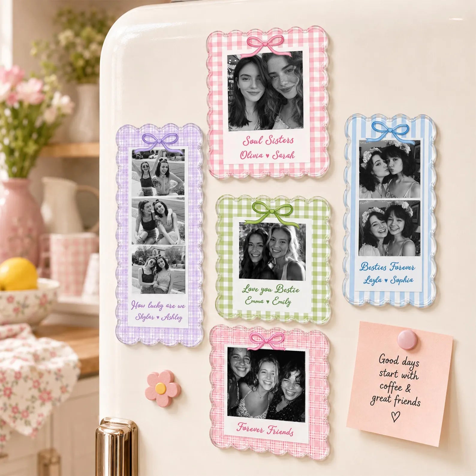 Personalized Bestie Photo Strip Fridge Magnet, Custom Picture Magnet, Friendship Gift, Bridesmaid Gift, BFF Gift, Gift For Bestie. PMBILUMIE1