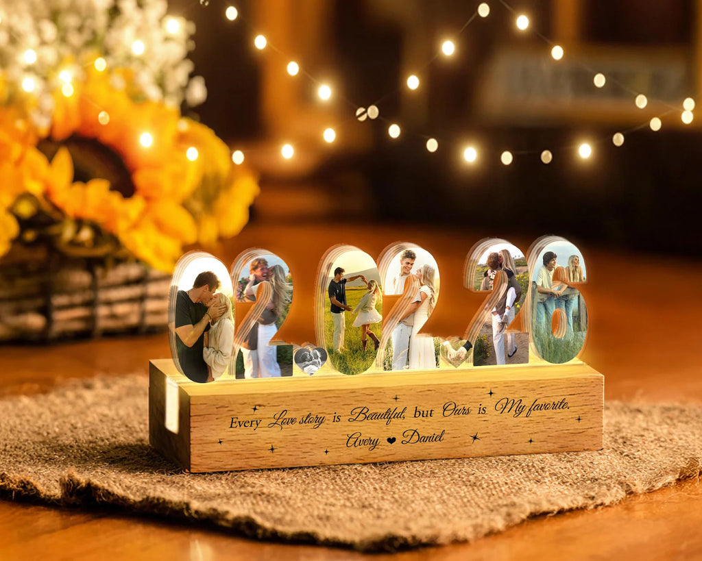 Custom Couple Photo Collage Night Light, Couple Photo Lamp, Valentines Gift, Anniversary Gift, Gift for Couple, Romantic Gift, Gift for Her NLFRBILUMIE10