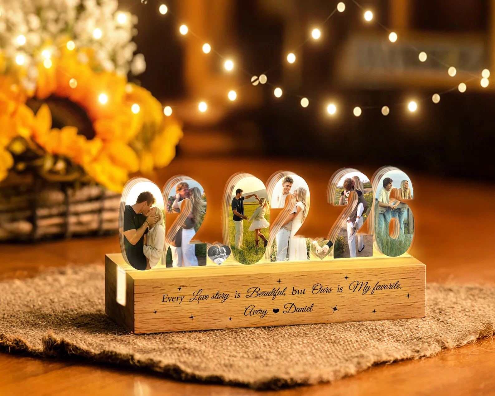 Custom Couple Photo Collage Night Light, Couple Photo Lamp, Valentines Gift, Anniversary Gift, Gift for Couple, Romantic Gift, Gift for Her NLFRBILUMIE10
