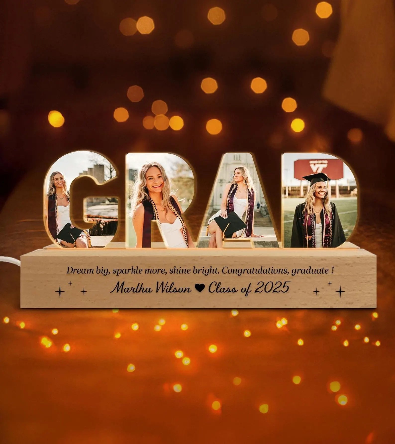 Custom Graduate Photo Collage Night Light, Custom Graduation Gift, Class of 2027 Gift, Senior Gift, High School Grad Gift, New Graduate Gift. GDFDBILUMIE1