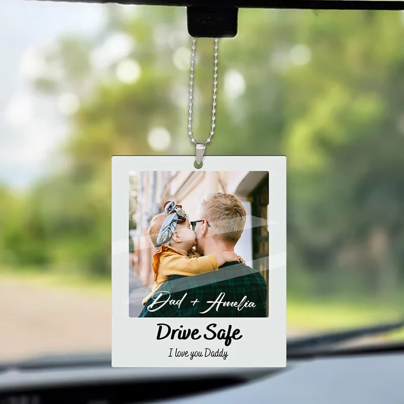 Personalized Dad Portrait From Photo Car Ornament, Custom Dad Gift, Father's Day Gift, Dad Birthday Gift, Car Hanging, Gift For Husband. FDBILUMIE30