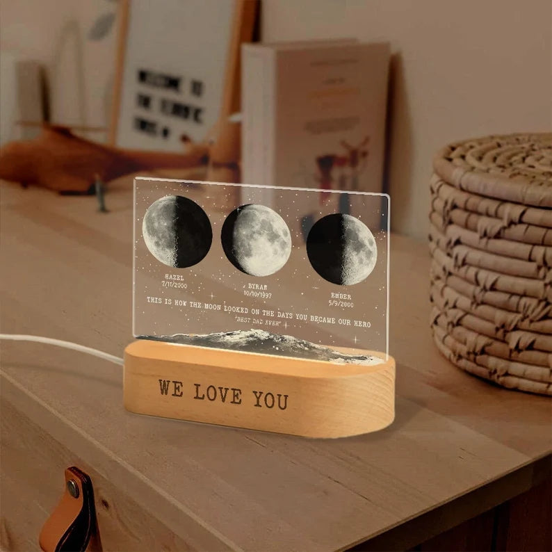 Personalized Moon Phase Dad Gift From Kids, Custom Dad Night Light, Father's Day Gift, Gift For Dad, Best Dad Gift, Gift For Husband FDBILUMIE19