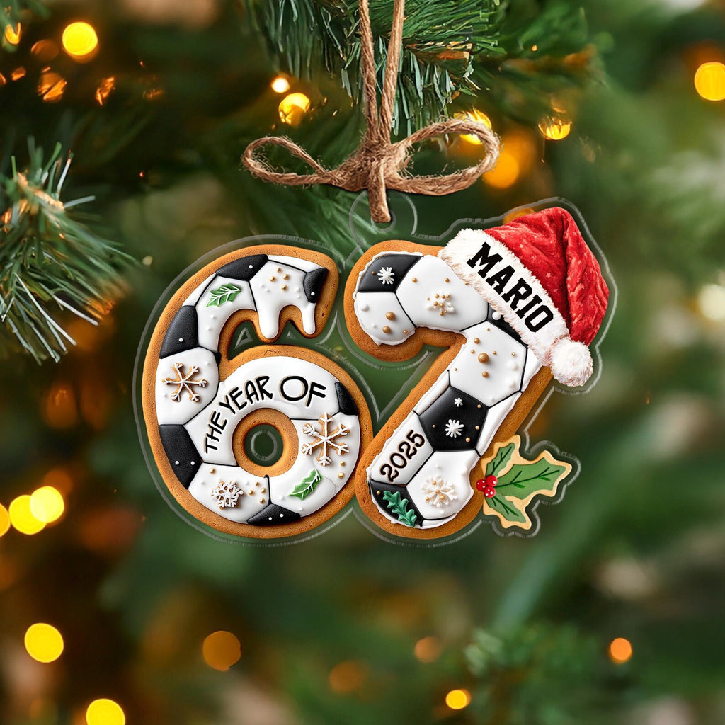Custom Soccer Six Seven Ornament, 6 7 Christmas Ornament, Soccer Player Gift, Ornament For Kids, Soccer Christmas Gift, Christmas Decor.  COBILUMIE59