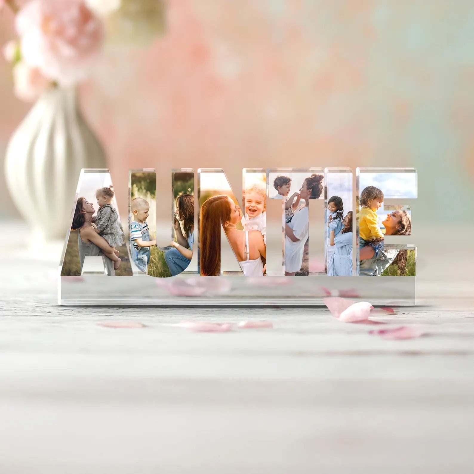 Custom Auntie Photo Collage Acrylic Block, Aunt Mothers Day Gift, Aunt Gift from Niece Nephew, Gift For Aunt, Aunt Birthday Gift. MDBILUMIE15