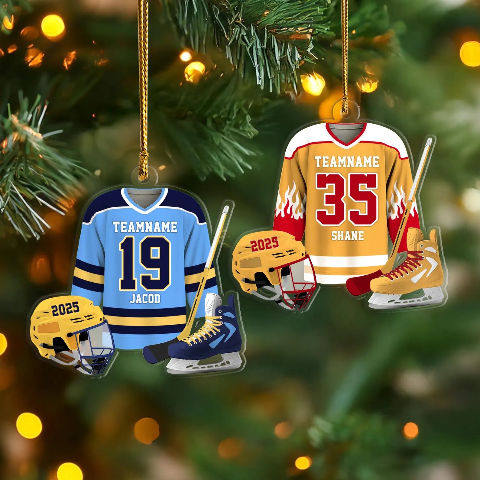Personalized Hockey Christmas Ornament, Sport Ornament, Ice Hockey Ornament, Hockey Player Gift, Hockey Fan Gift, Team Christmas Gifts. COBILUMIE68