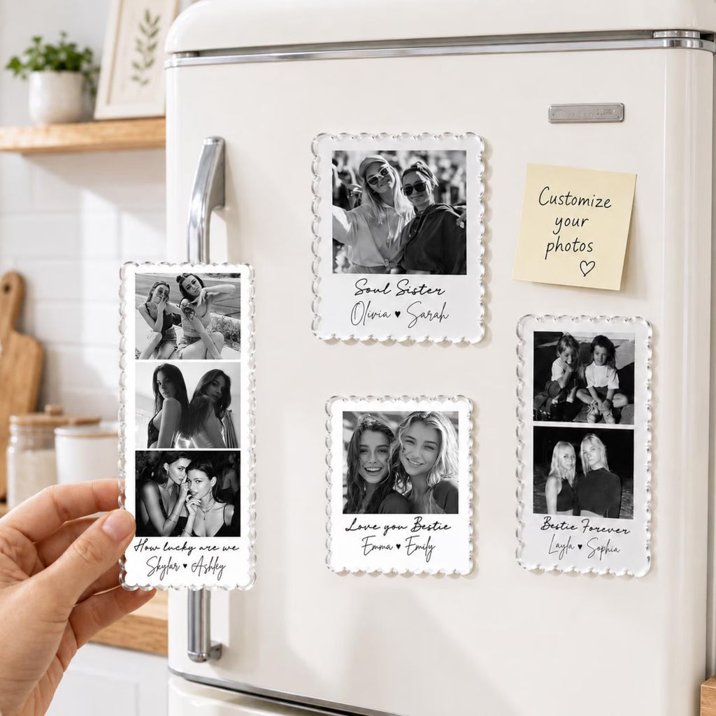 Custom Bestie Photo Strip Fridge Magnet, Bestie Birthday Gift, Friendship Gift, BFF Gift, Bridesmaid Gift, Gift For Bestie, Soul Sister Gift. PMBILUMIE2
