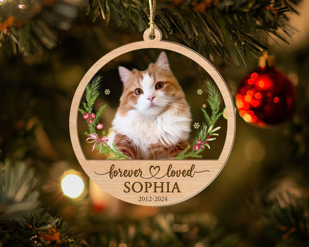 Personalized Cat Memorial Ornament, Custom Pet Christmas Ornament, Dog Christmas Ornament, Cat Christmas Ornament, Christmas Decoration.  COBILUMIE61