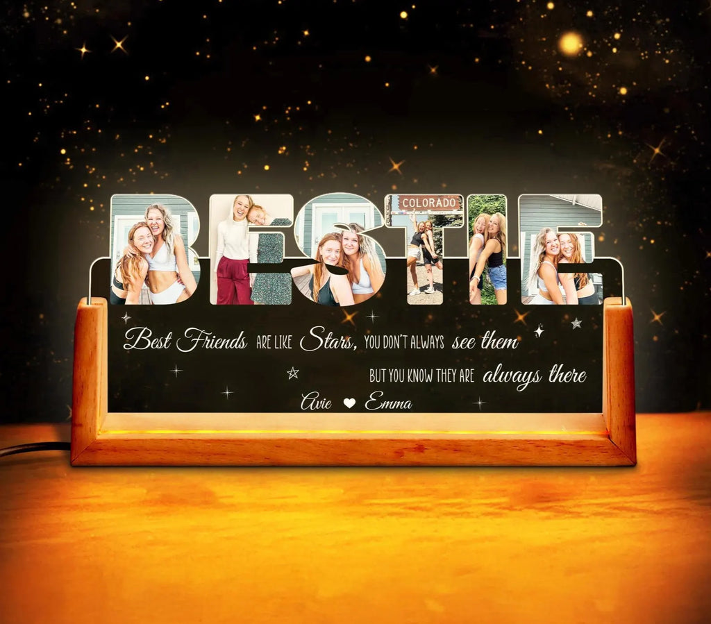 Custom Best Friend Photos Collage Night Light, Bestie Gift, Gift for Girlfriend, Friendship Gift, Best Friend Birthday Gift, Gift For Bestie. NLFRBILUMIE1