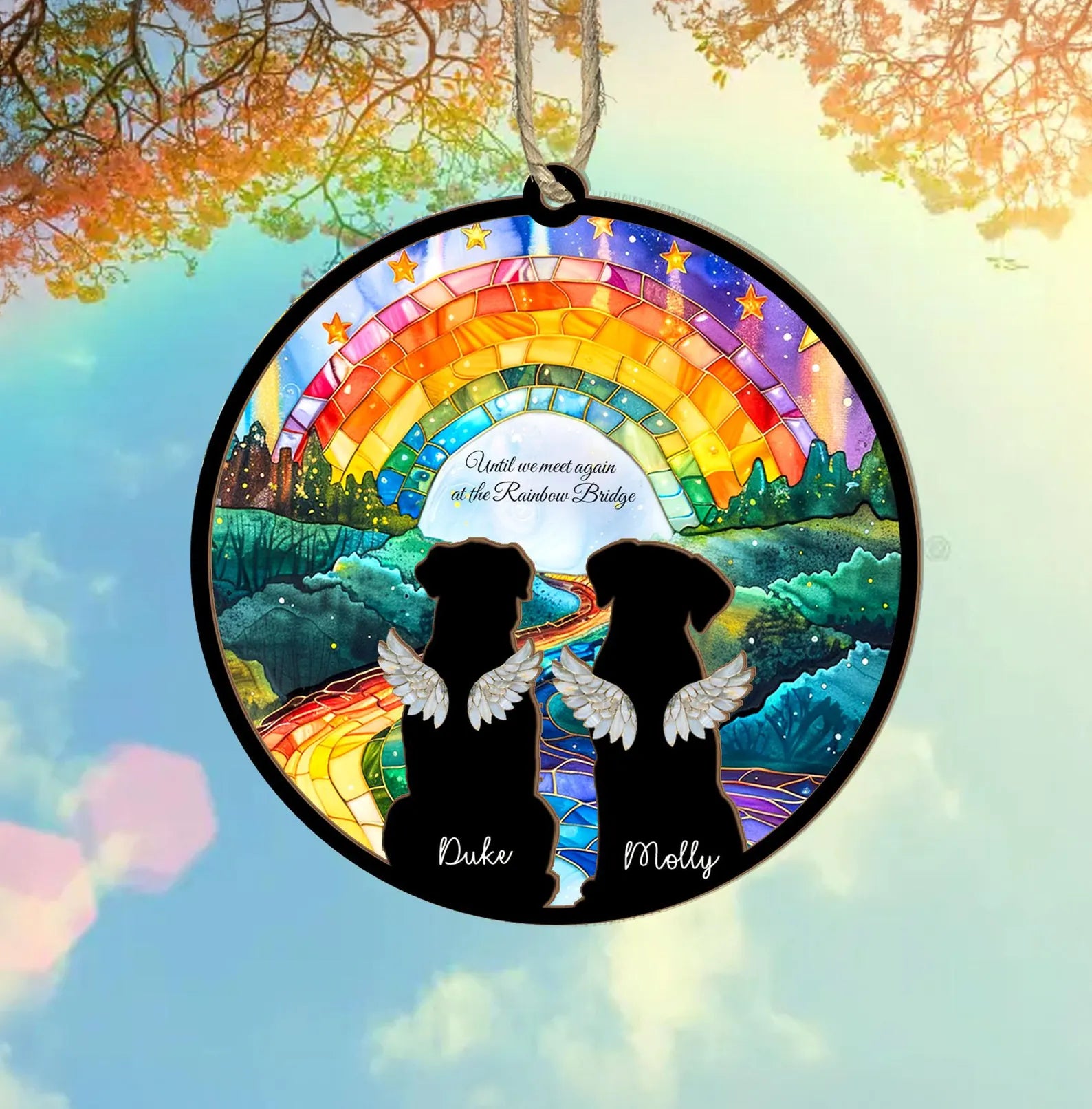 Custom Pets Memorial Suncatcher, Dog Rainbow Bridge Gift, Dog Loss Sympathy Gift, Pet Memorial Gift, Loss Of Pet Gift, Window Hangings. SCCBILUMMIE32