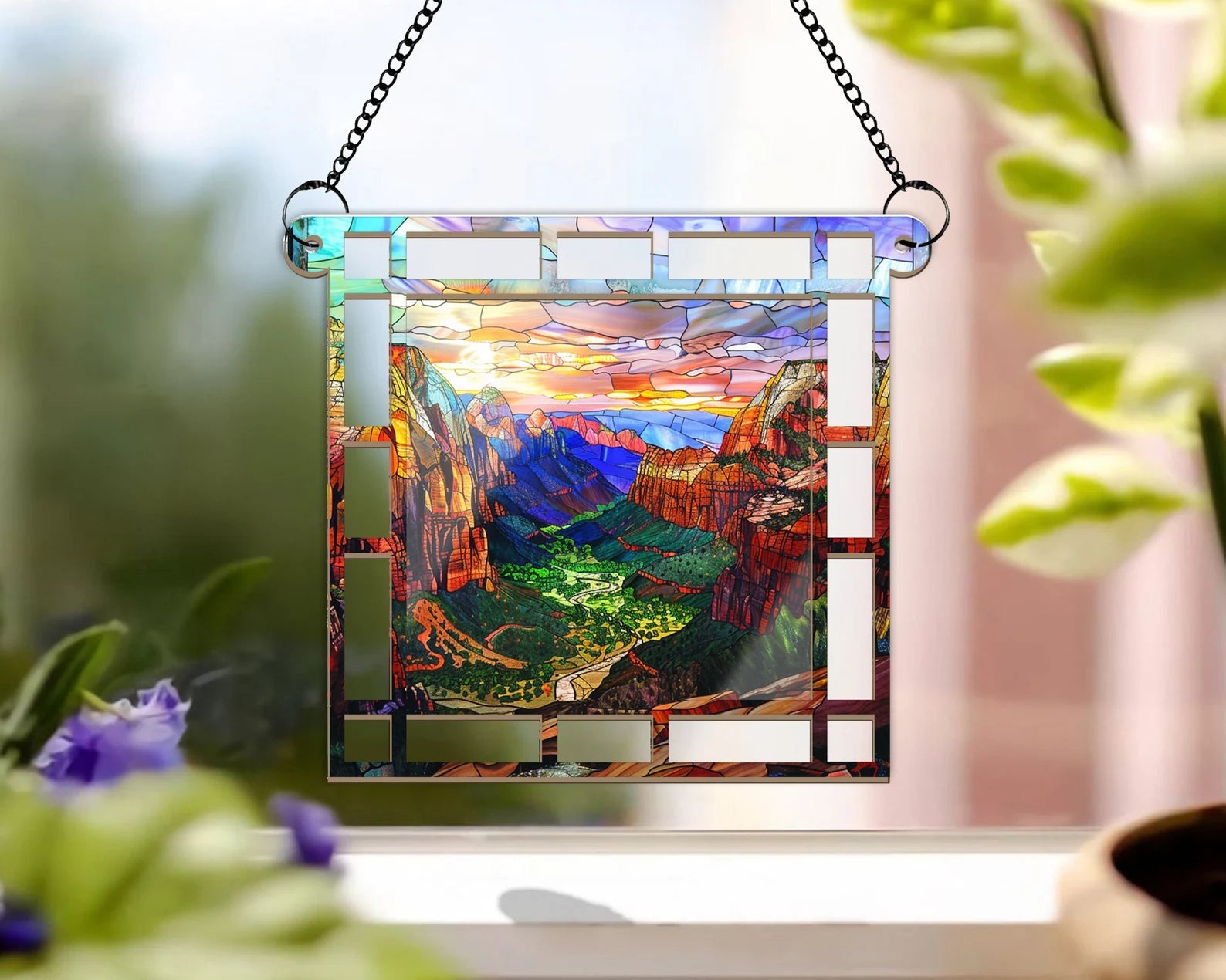 Zion National Park Suncatcher, US National Parks Window Hangings, Zion National Park Gift, Window Decor, Housewarming Gift. SCBILUMIE18