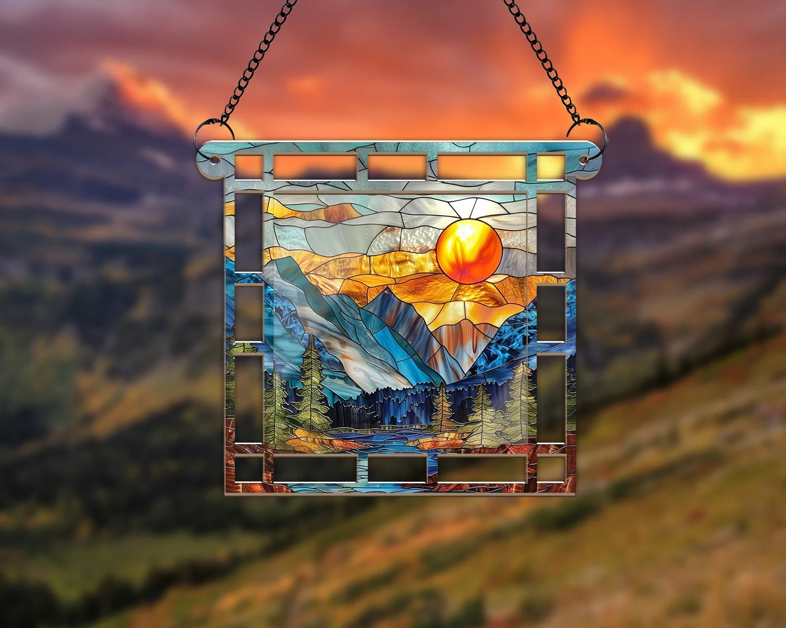 Glacier National Park Window Hangings Suncatcher, US National Parks Suncatcher, Landscape Suncatcher, Traveler Gift, National Park Gifts. SCBILUMIE13