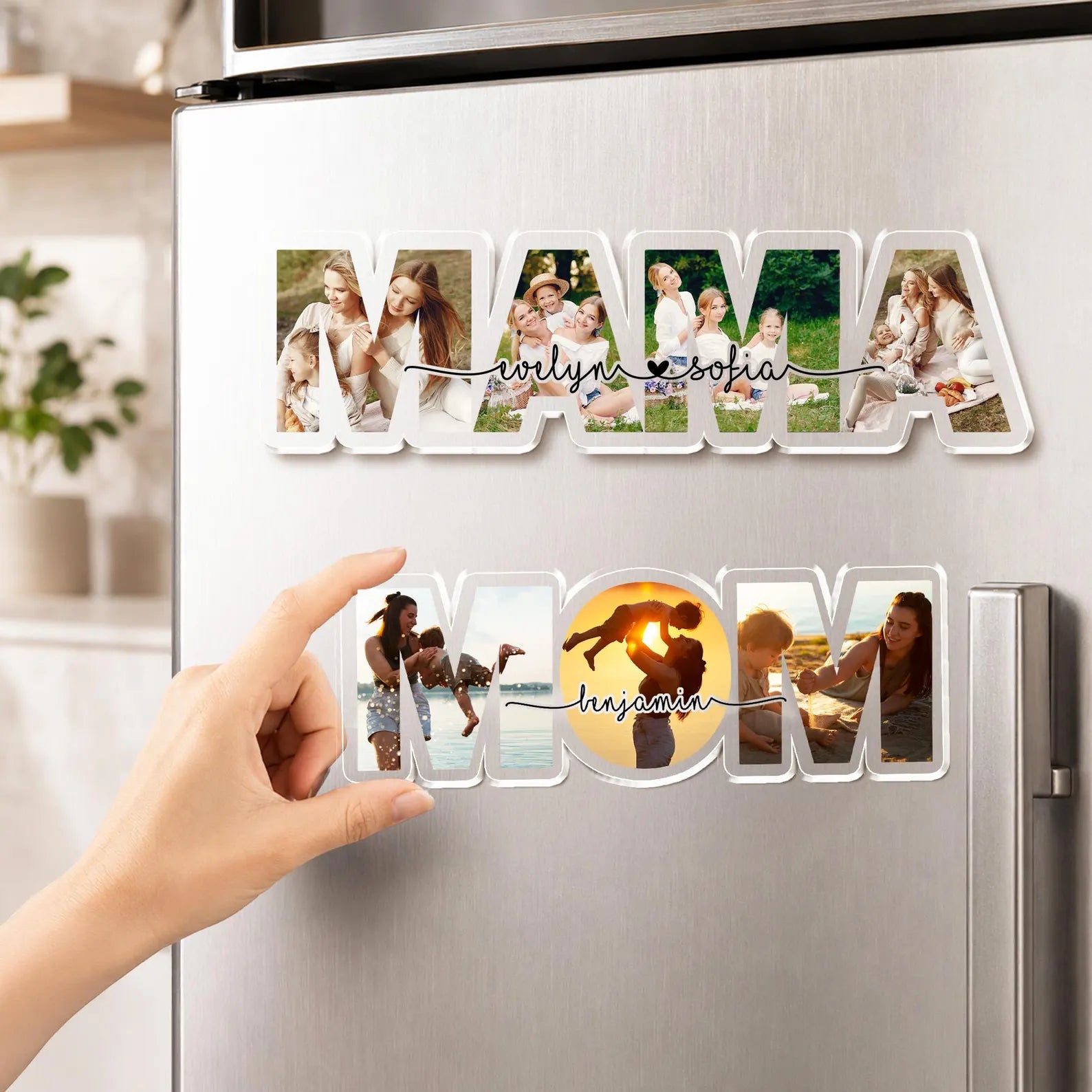 Custom Mom Photo Collage Fridge Magnet, Custom Mom Gift From Kids, Mom Birthday Gift, Mama Gift, Gift For Mom, Family Photo Gift. MDBILUMIE10