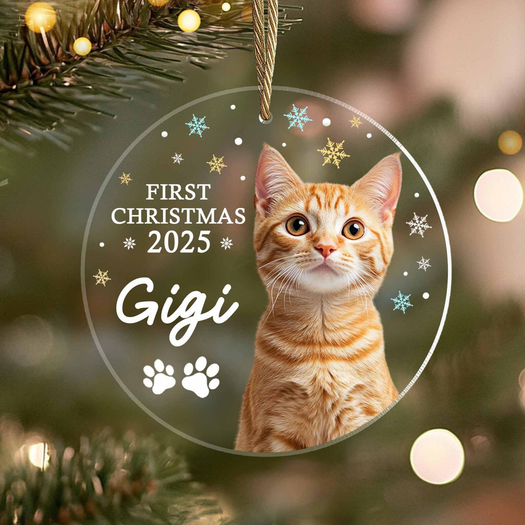 Personalized Pet First Christmas Ornament, Custom Pet Photo Ornament, Dog Christmas Ornament, Cat Christmas Gift, Christmas Decoration. COBILUMIE31