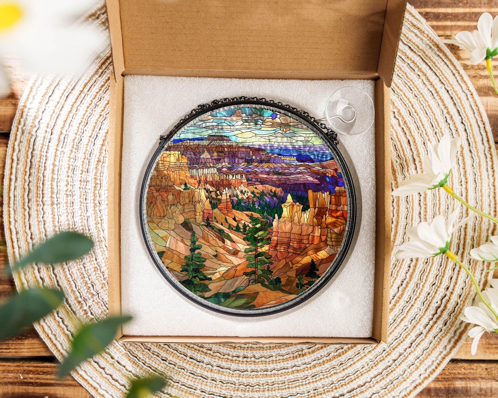 Bryce Canyon National Park Glass Suncatcher, US National Park Gift, Mountain Suncatcher, Traveler Gift, Window Hangings, Christmas Gifts. SCBILUMIE23