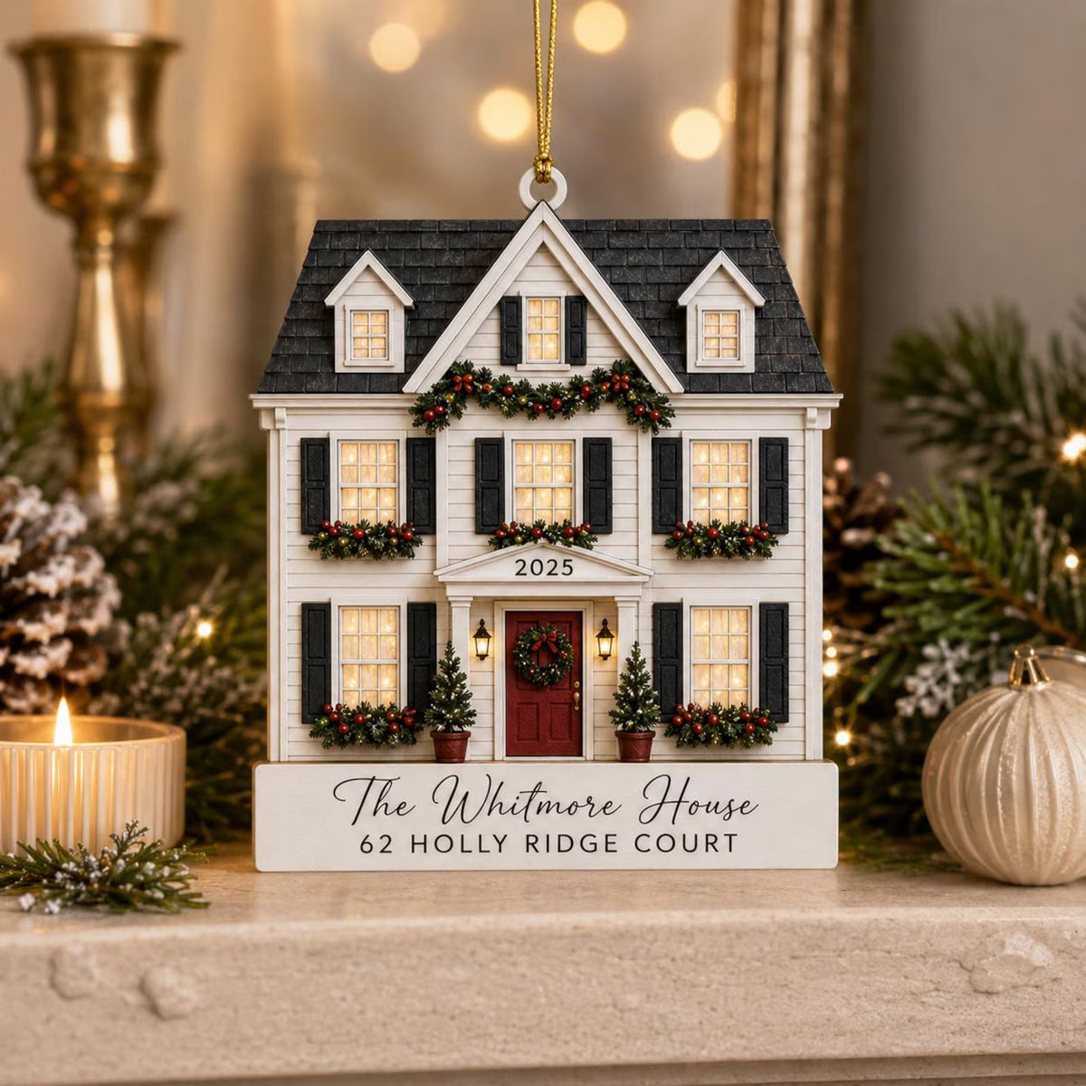Personalized 2D Flat Custom House Photo Christmas Ornament, New Home Wooden Ornament, Custom Address Gift, Housewarming Keepsake	COBILUMIE92