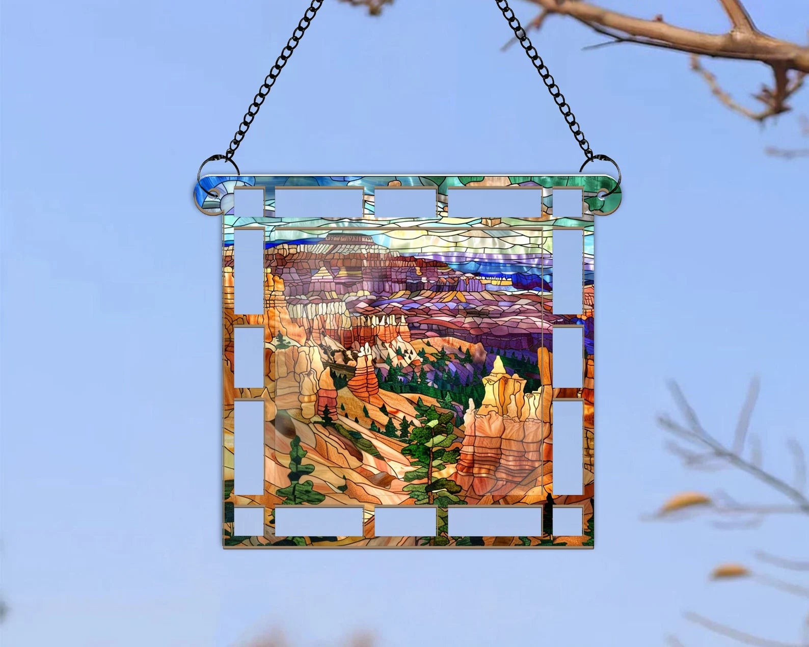 Bryce Canyon National Park Suncatcher, US National Parks Window Hanging Suncatcher, Landscape Suncatcher, Traveler Gift, Housewarming Gift. SCBILUMIE11